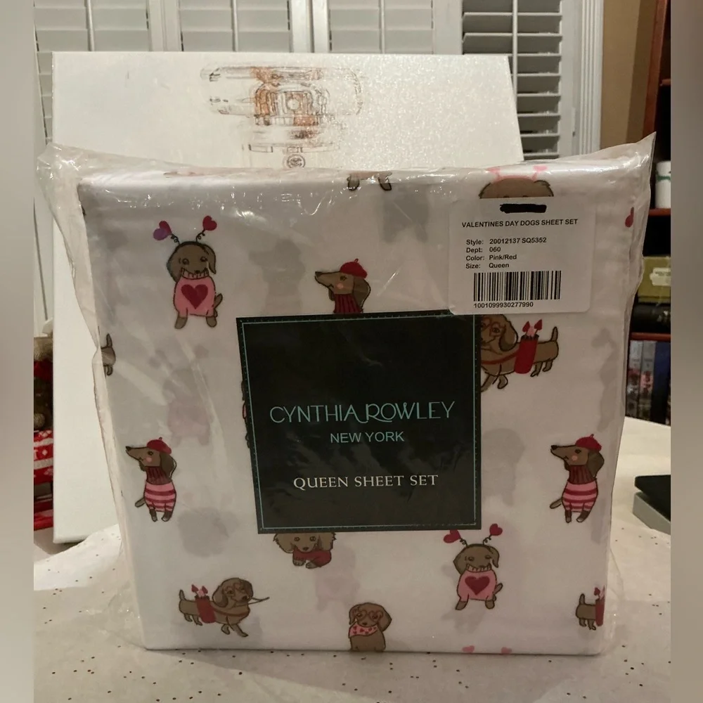 Dachshund valentine sheet set queen size